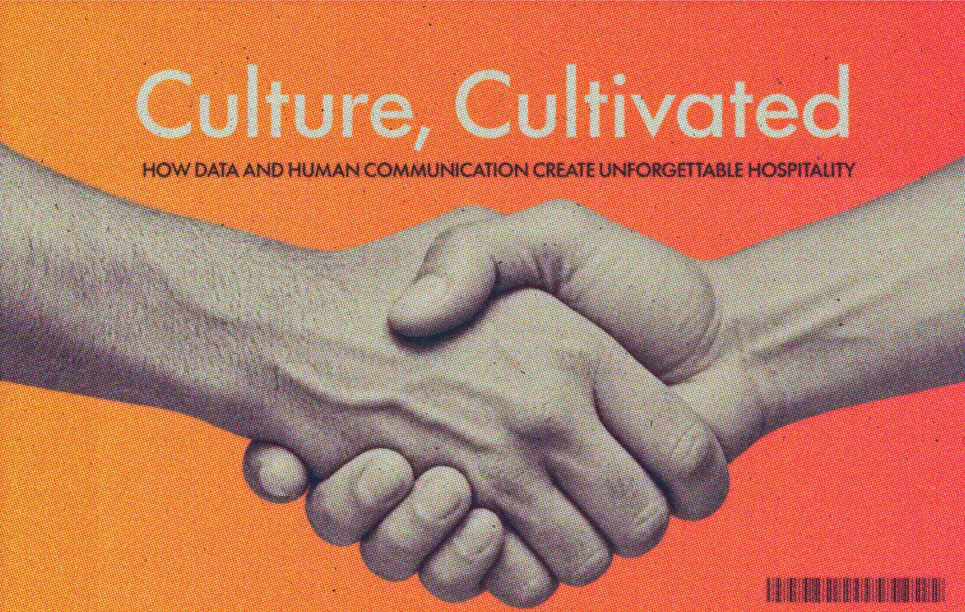Culture, Cultivated book cover: two hands clasped in a handshake across an orange and coral background
